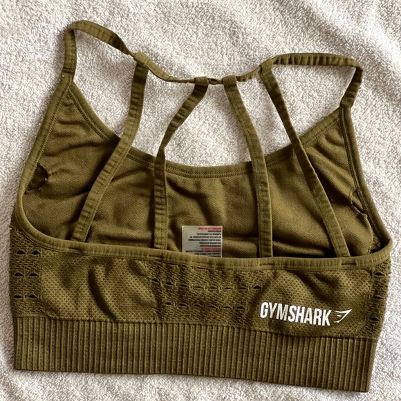 Gym shark seamless sports bra. Size small. Khaki green. - Picture 2 of 2